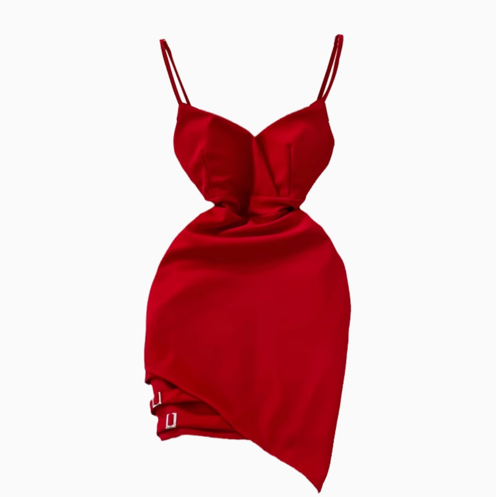 Asymmetric V-neck Backless Slip Dress