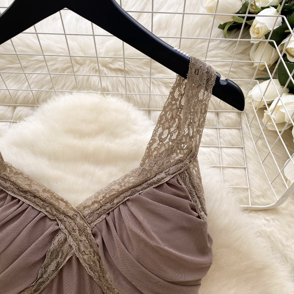 Premium Layered Puffy Mesh Slip Dress