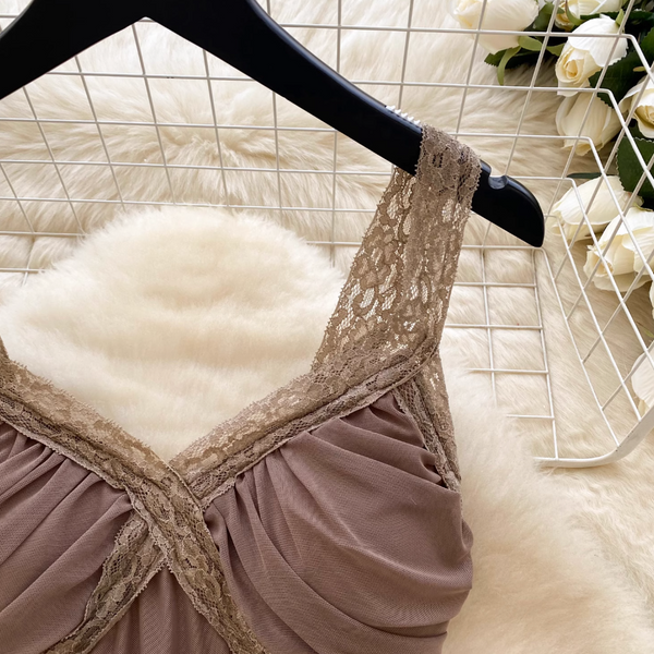 Premium Layered Puffy Mesh Slip Dress