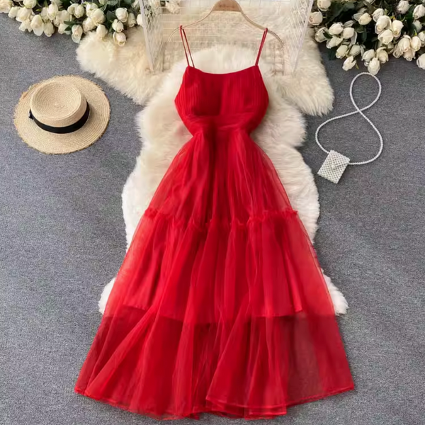 Fairy Puffy Mesh Slip Dress