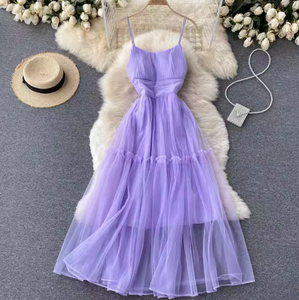 Fairy Puffy Mesh Slip Dress