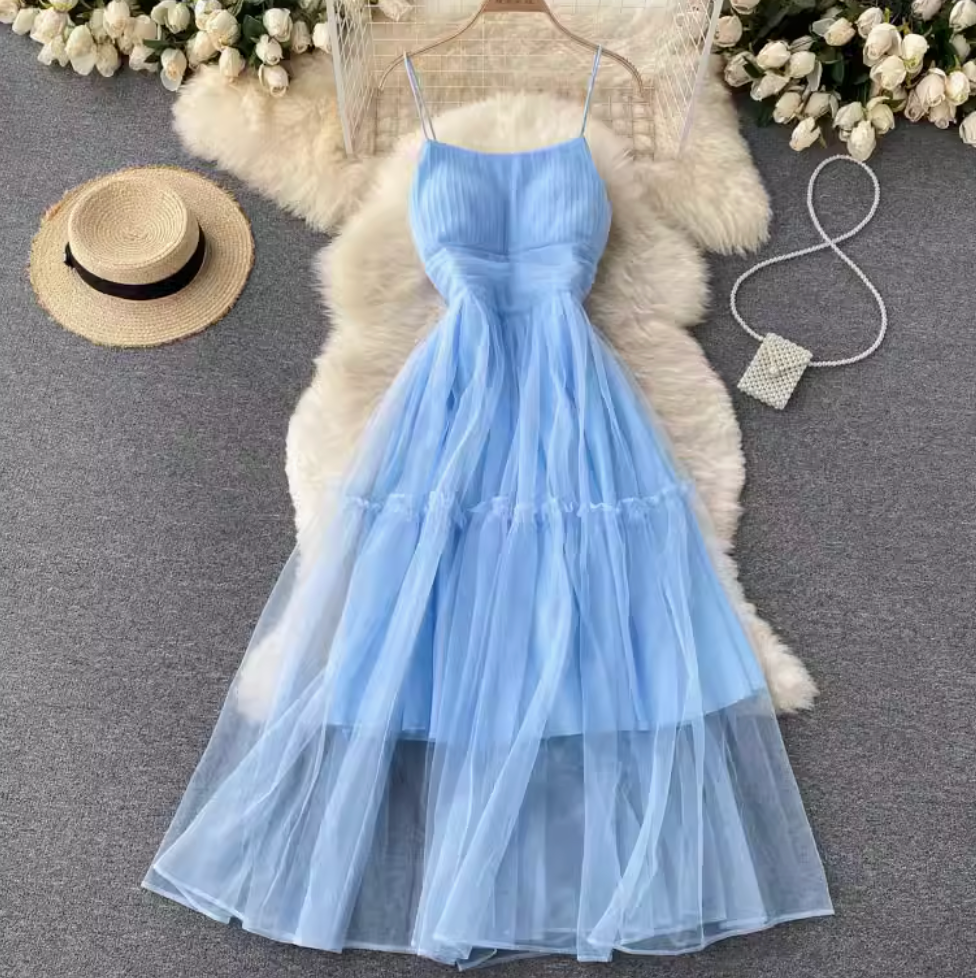 Fairy Puffy Mesh Slip Dress