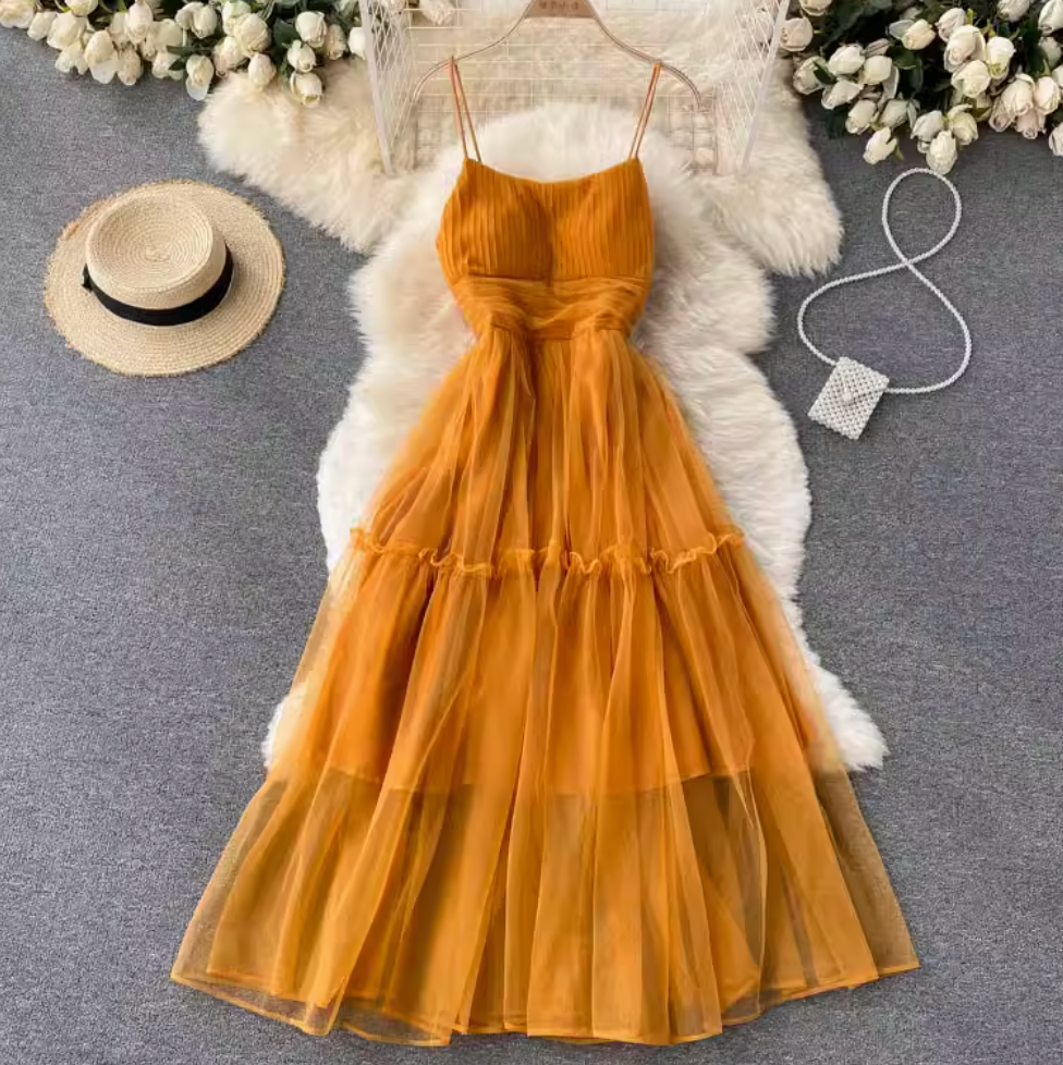 Fairy Puffy Mesh Slip Dress