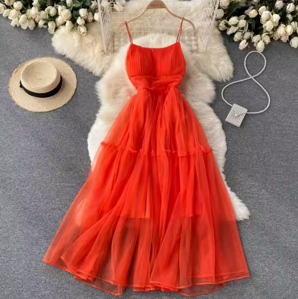 Fairy Puffy Mesh Slip Dress