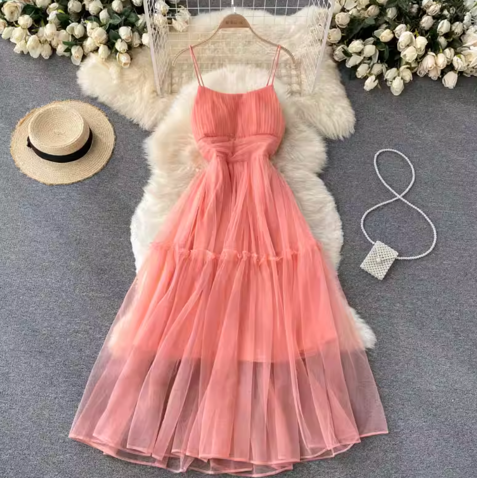 Fairy Puffy Mesh Slip Dress