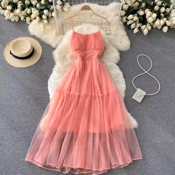 Fairy Puffy Mesh Slip Dress