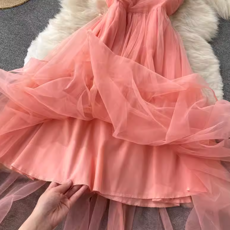 Fairy Puffy Mesh Slip Dress