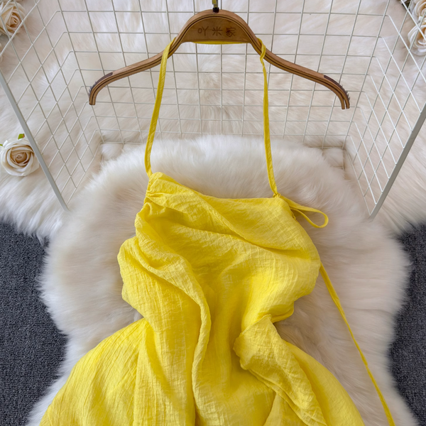 Fairy Yellow Ruffled Chiffon Slip Dress