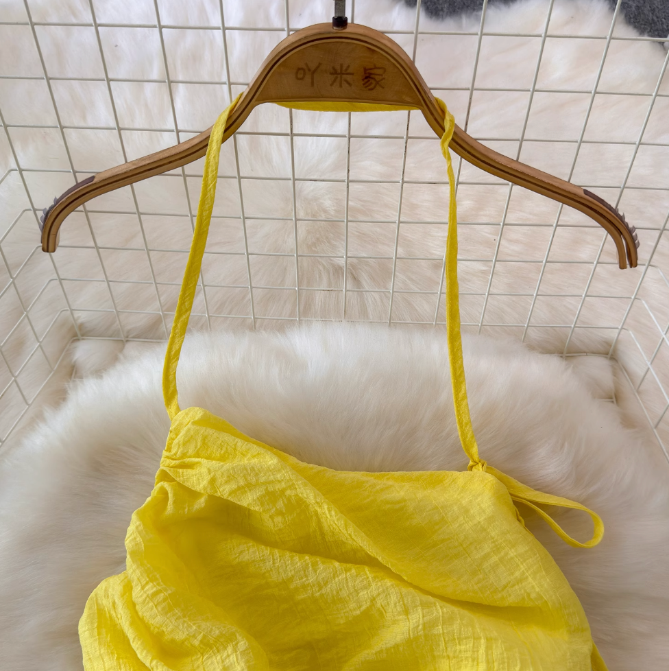Fairy Yellow Ruffled Chiffon Slip Dress