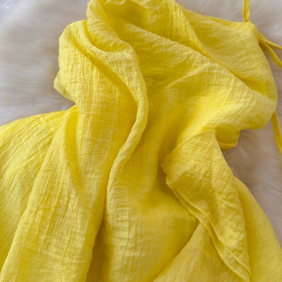 Fairy Yellow Ruffled Chiffon Slip Dress