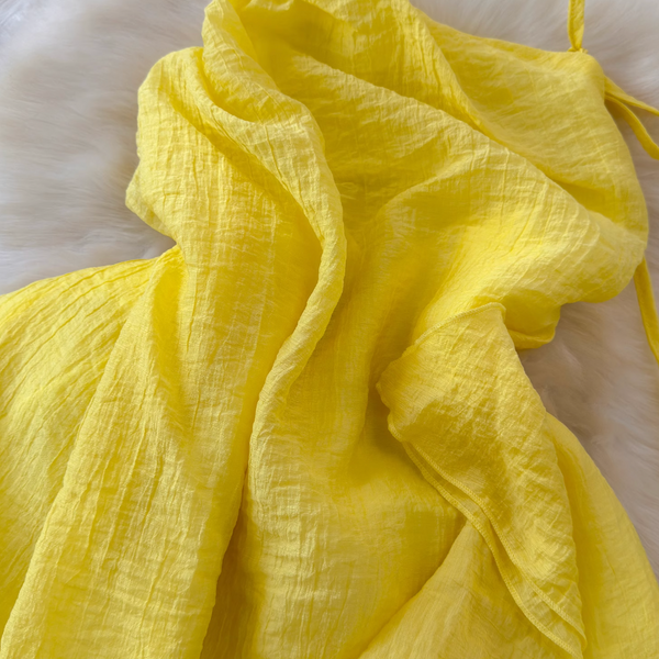 Fairy Yellow Ruffled Chiffon Slip Dress
