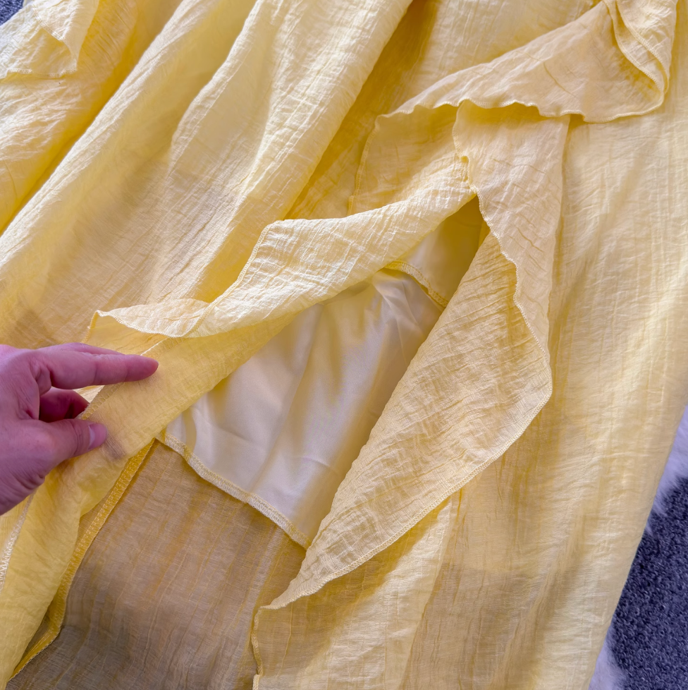 Fairy Yellow Ruffled Chiffon Slip Dress