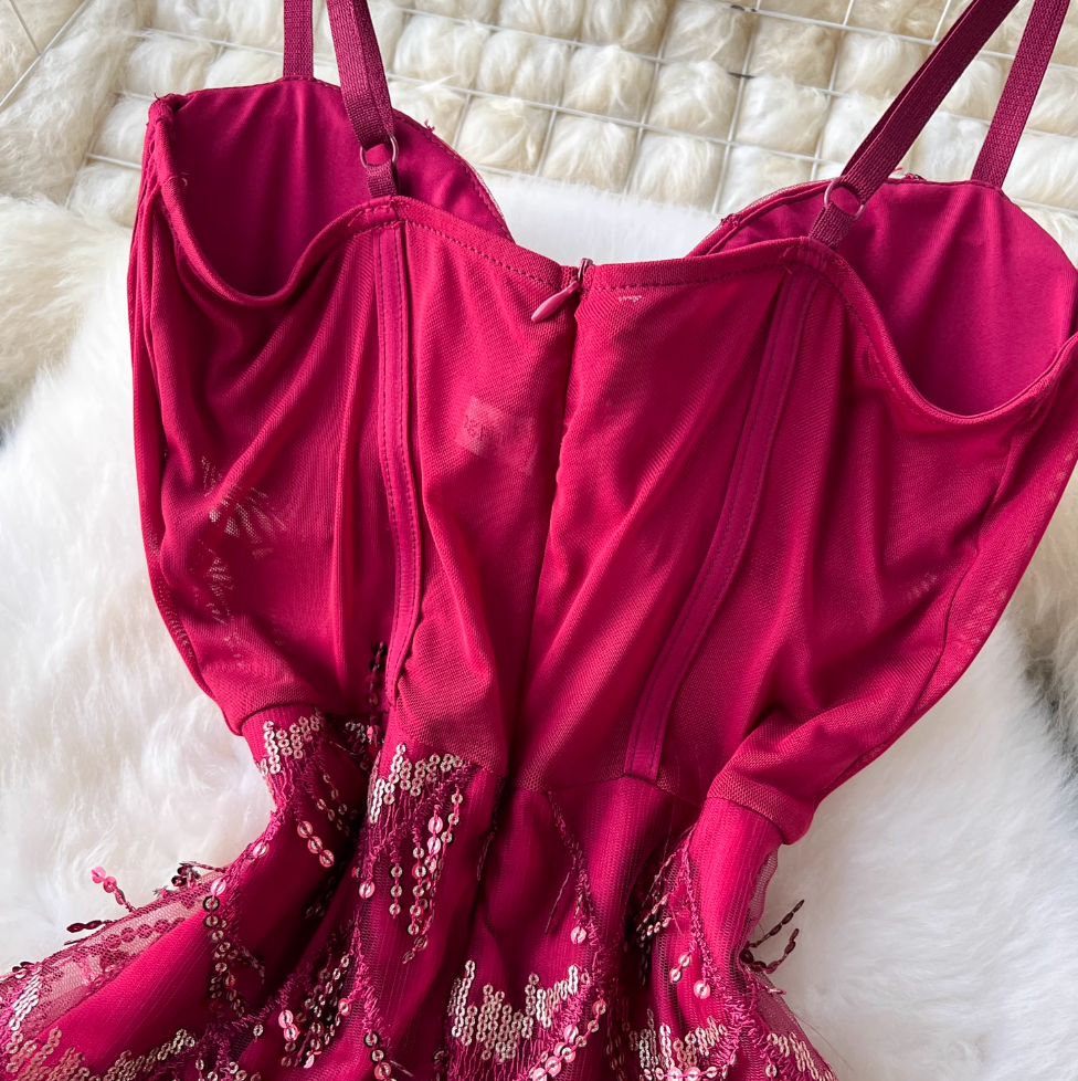 High-end Sequin Fringed Slip Dress
