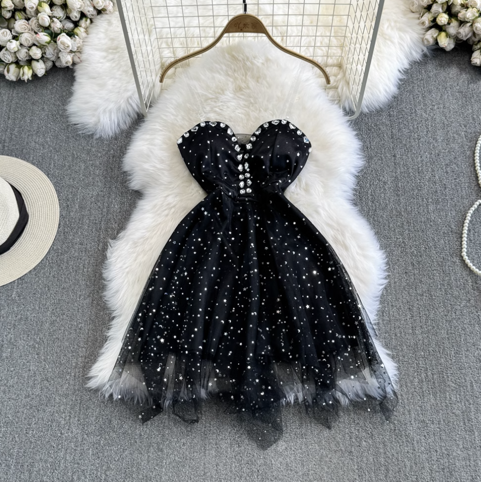 V-neck Off-shoulder Sequined Party Dress