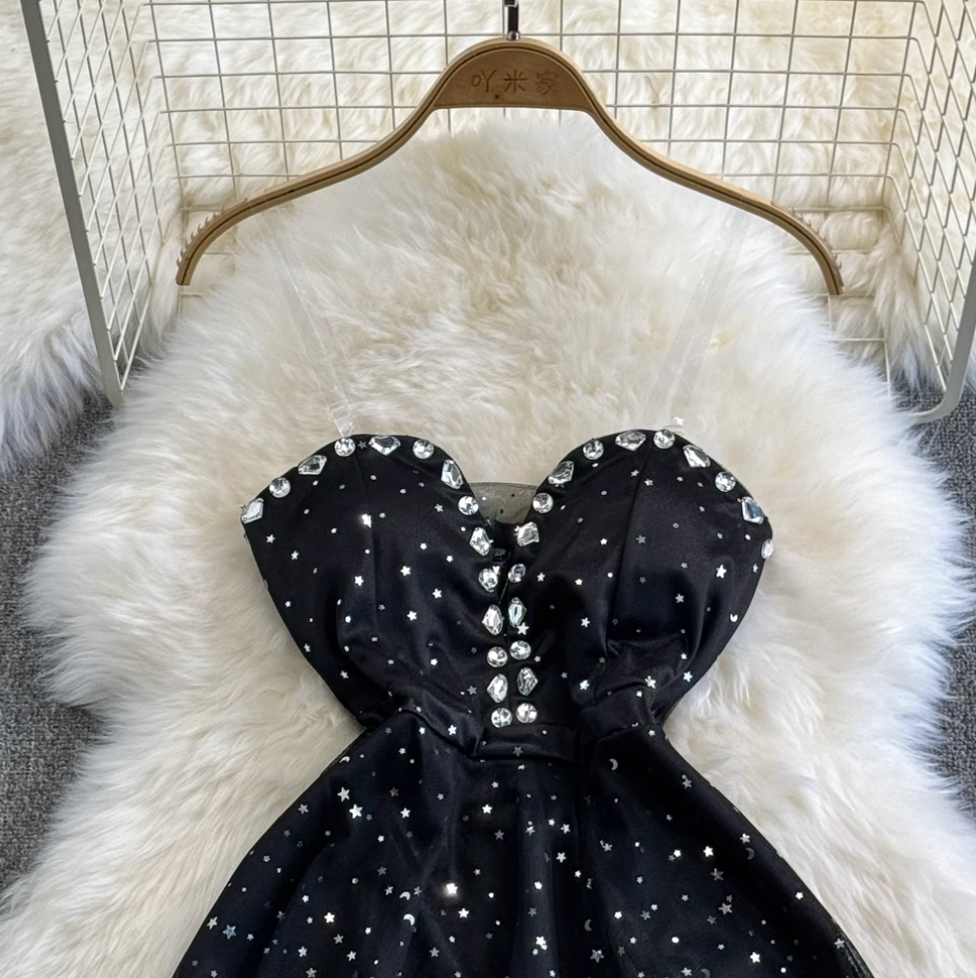 V-neck Off-shoulder Sequined Party Dress
