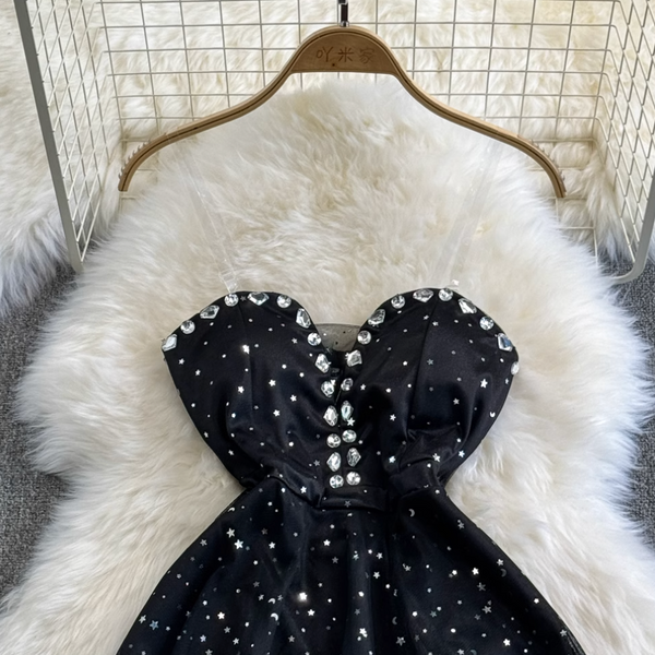 V-neck Off-shoulder Sequined Party Dress