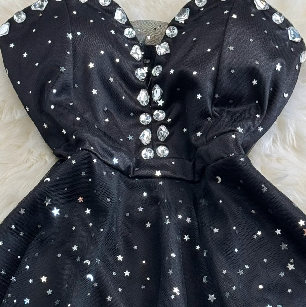 V-neck Off-shoulder Sequined Party Dress