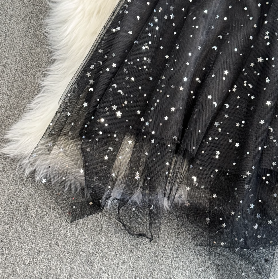 V-neck Off-shoulder Sequined Party Dress