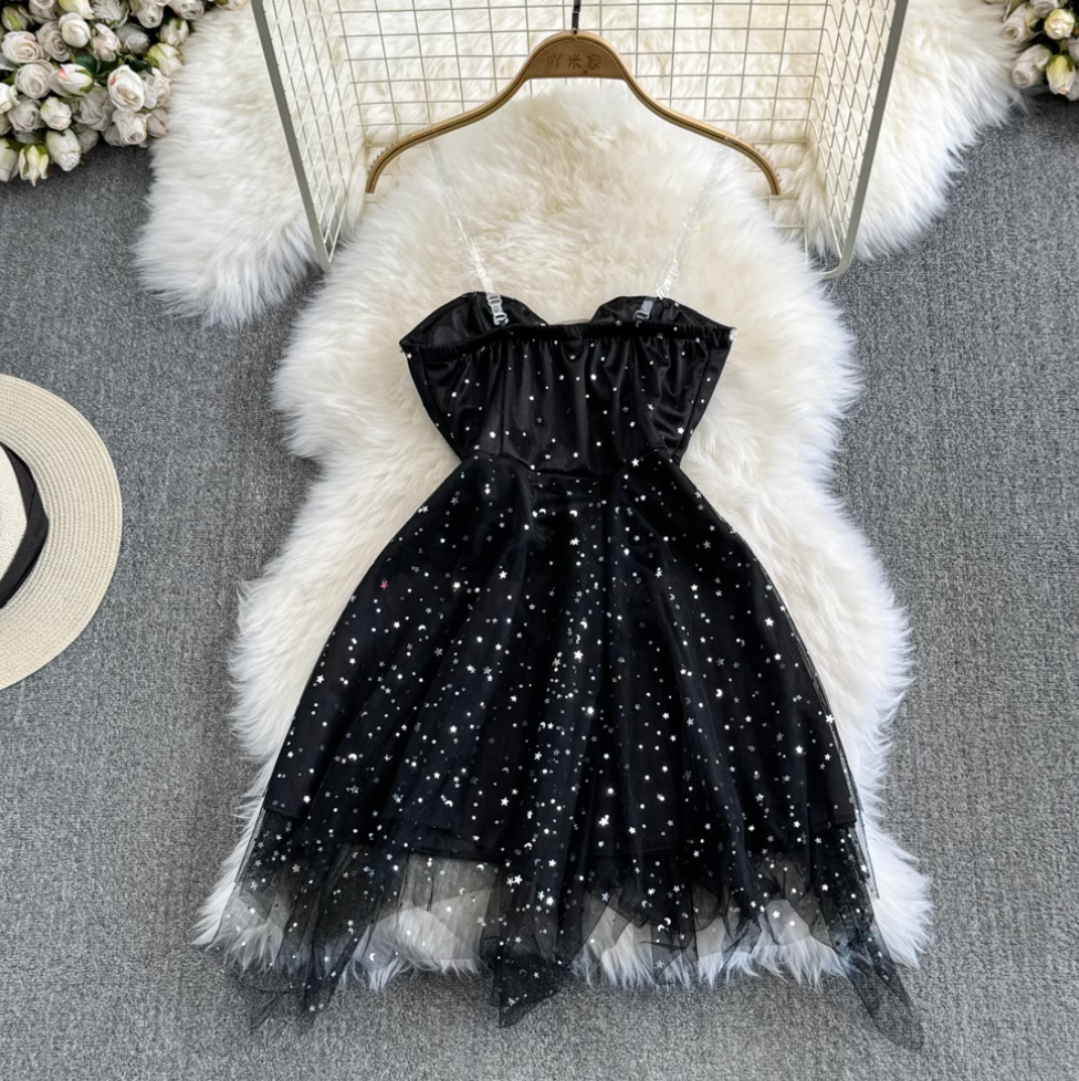 V-neck Off-shoulder Sequined Party Dress