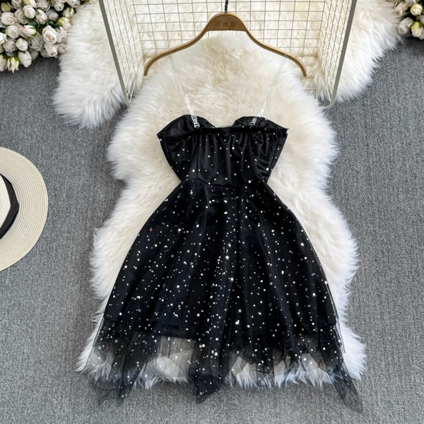 V-neck Off-shoulder Sequined Party Dress