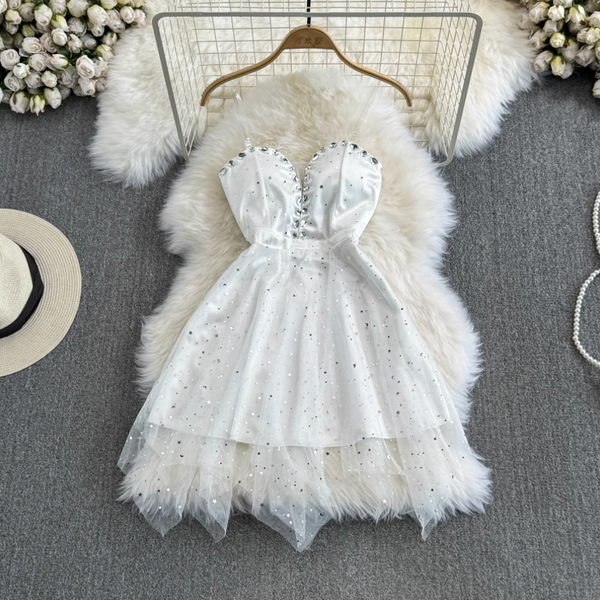 V-neck Off-shoulder Sequined Party Dress