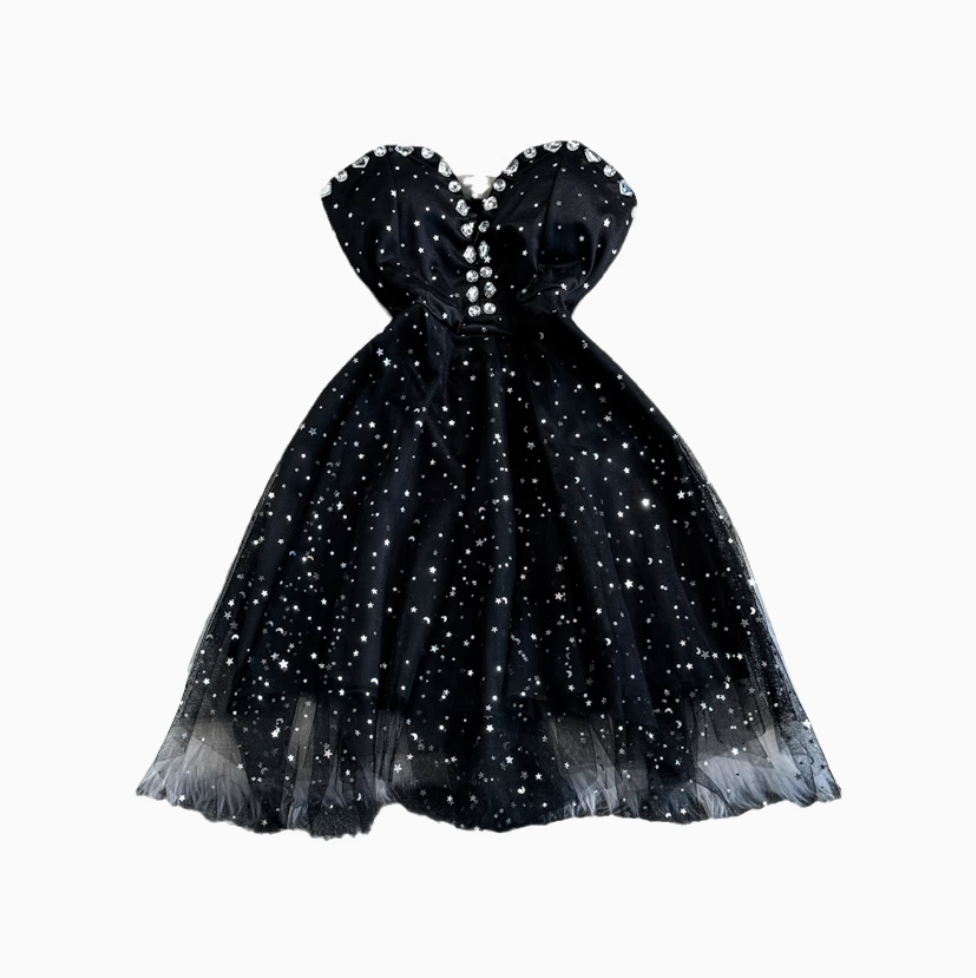 V-neck Off-shoulder Sequined Party Dress