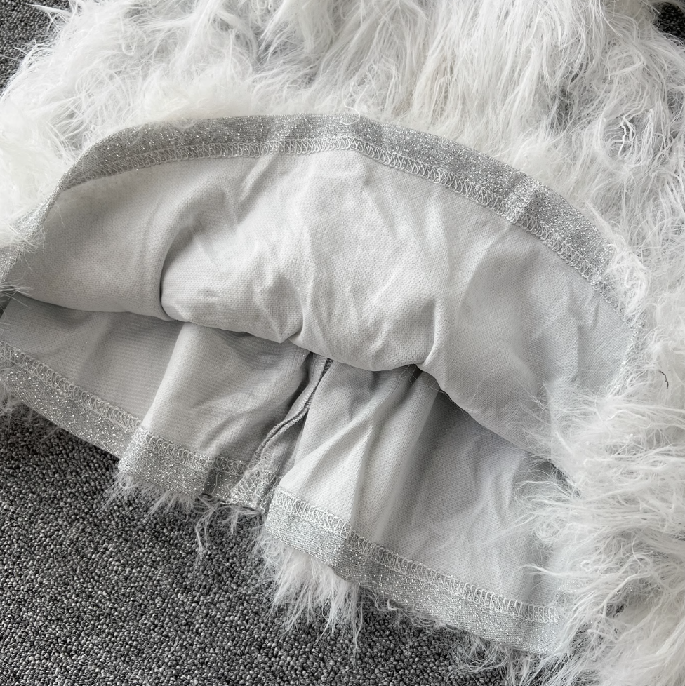 Fairy White Fur Fringed Slip Dress