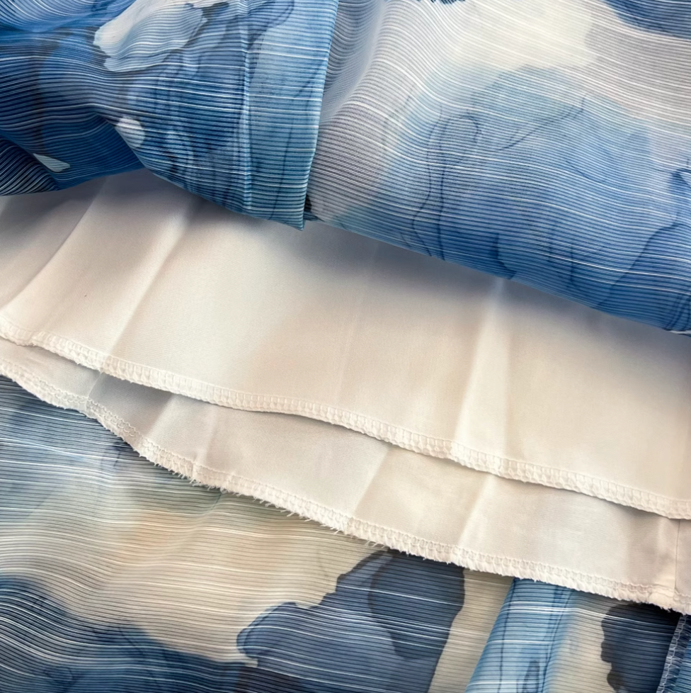 Blue Ink Painting Tie-dye Slip Dress