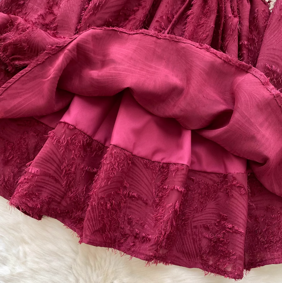 Premium V-neck Embroidery Fringed Dress