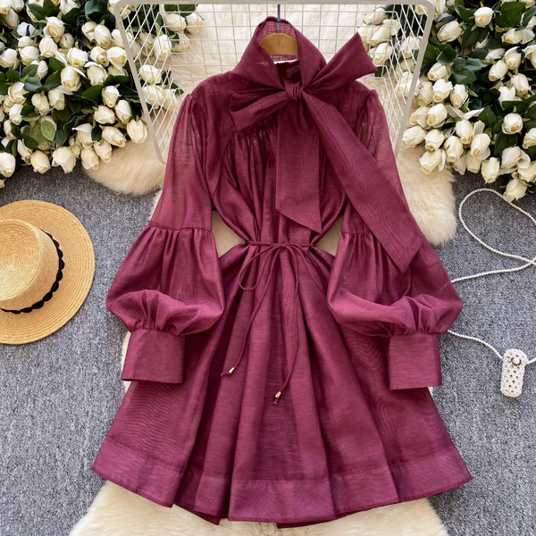 Vintage Flared Sleeve Chiffon Dress