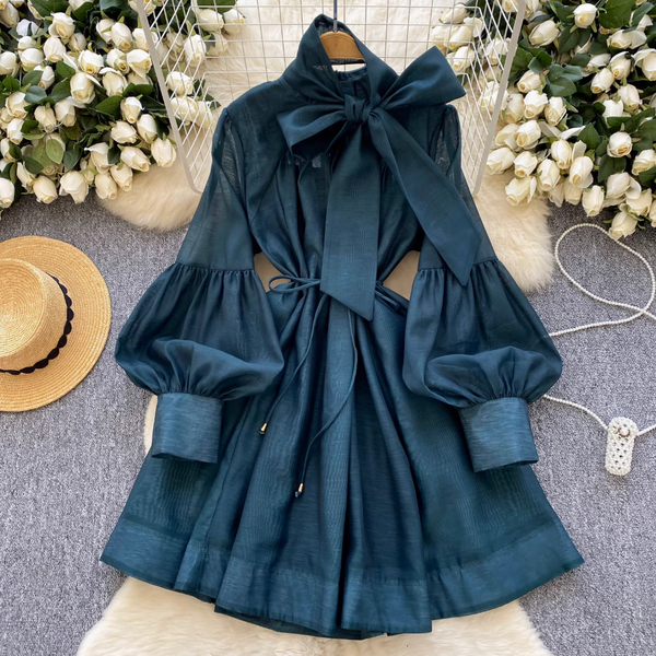 Vintage Flared Sleeve Chiffon Dress