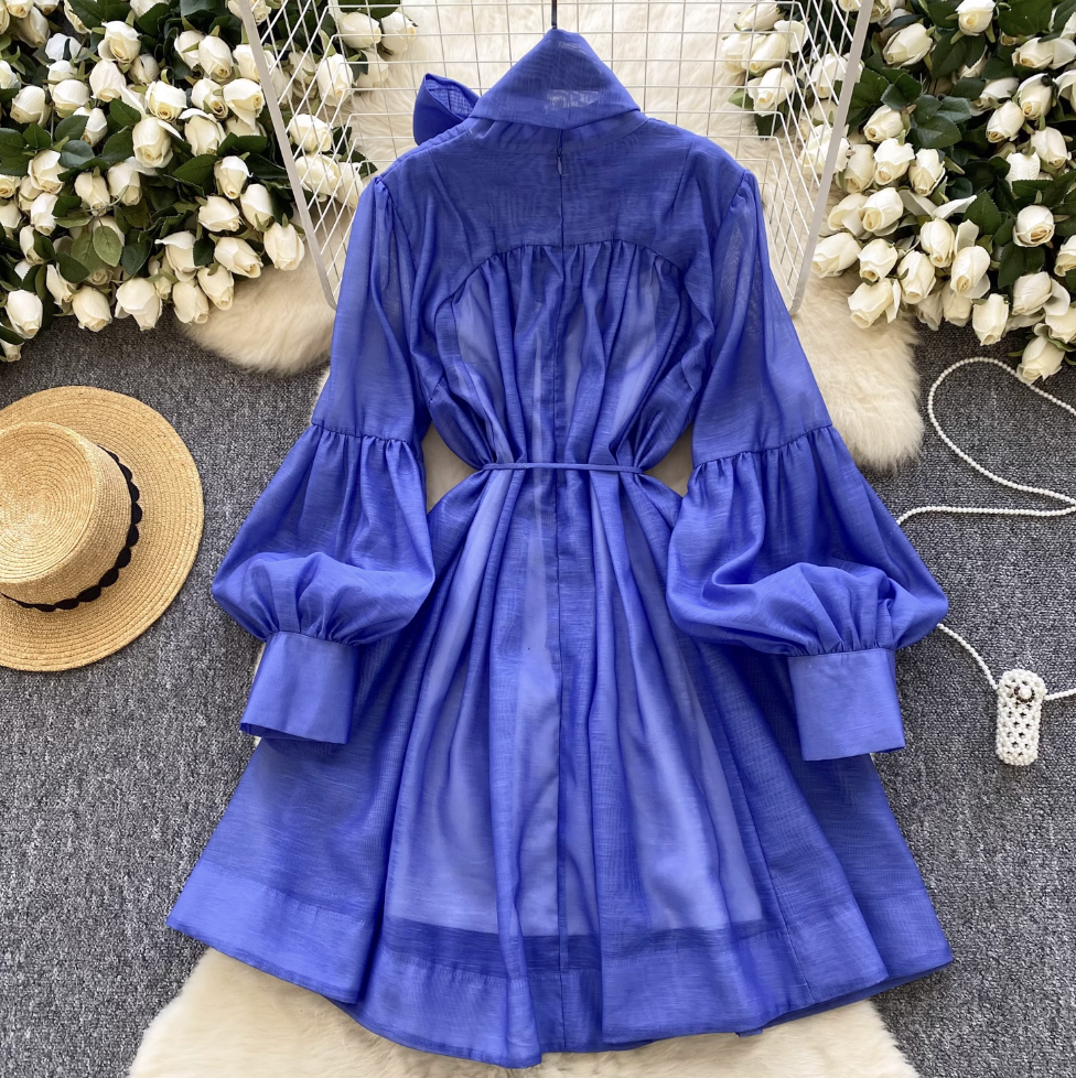 Vintage Flared Sleeve Chiffon Dress