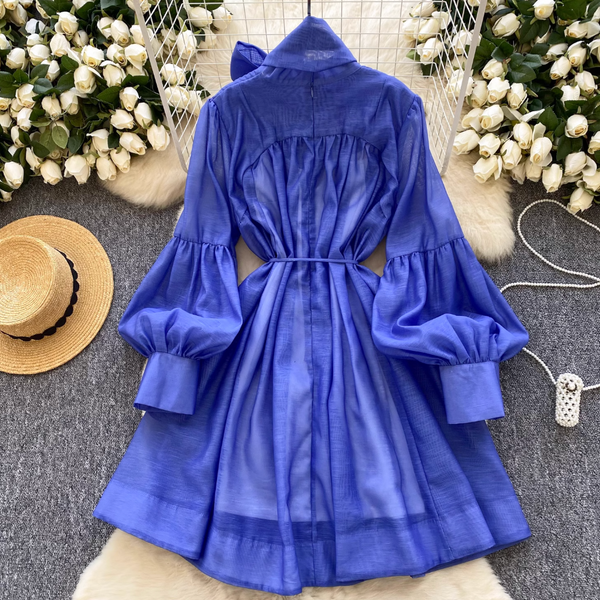 Vintage Flared Sleeve Chiffon Dress