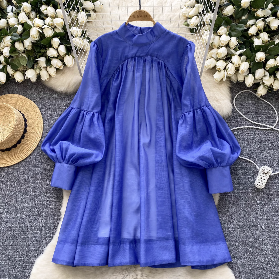 Vintage Flared Sleeve Chiffon Dress