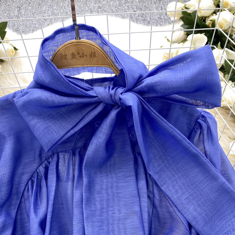 Vintage Flared Sleeve Chiffon Dress