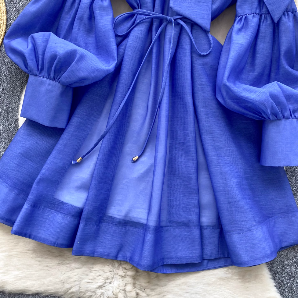 Vintage Flared Sleeve Chiffon Dress