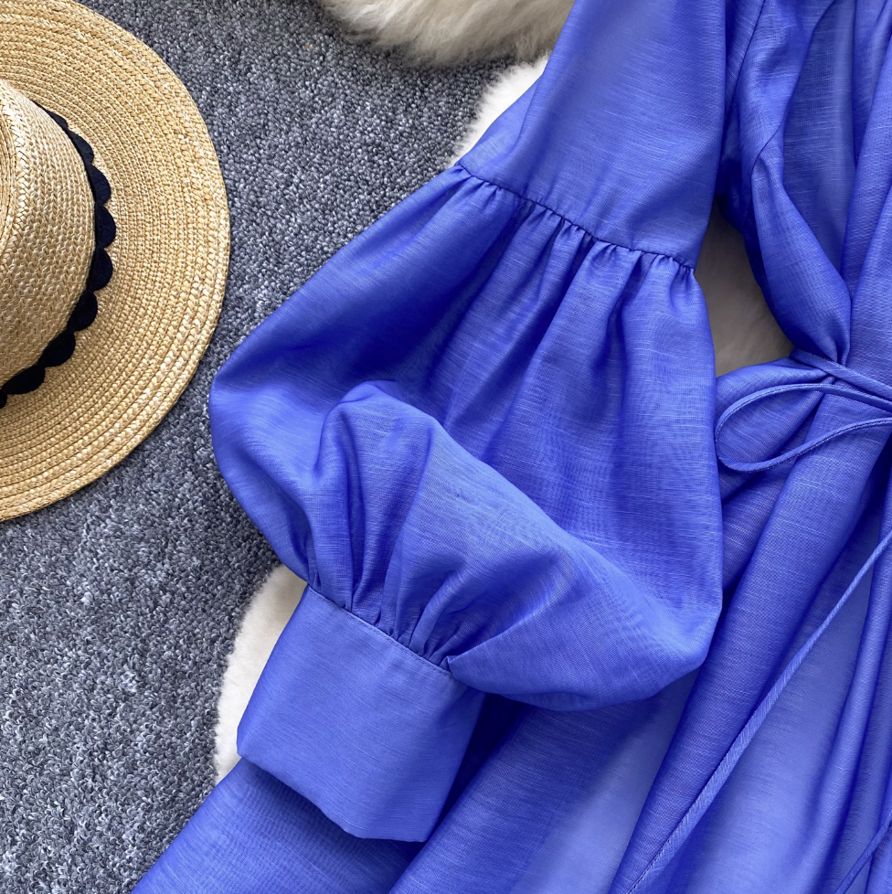 Vintage Flared Sleeve Chiffon Dress