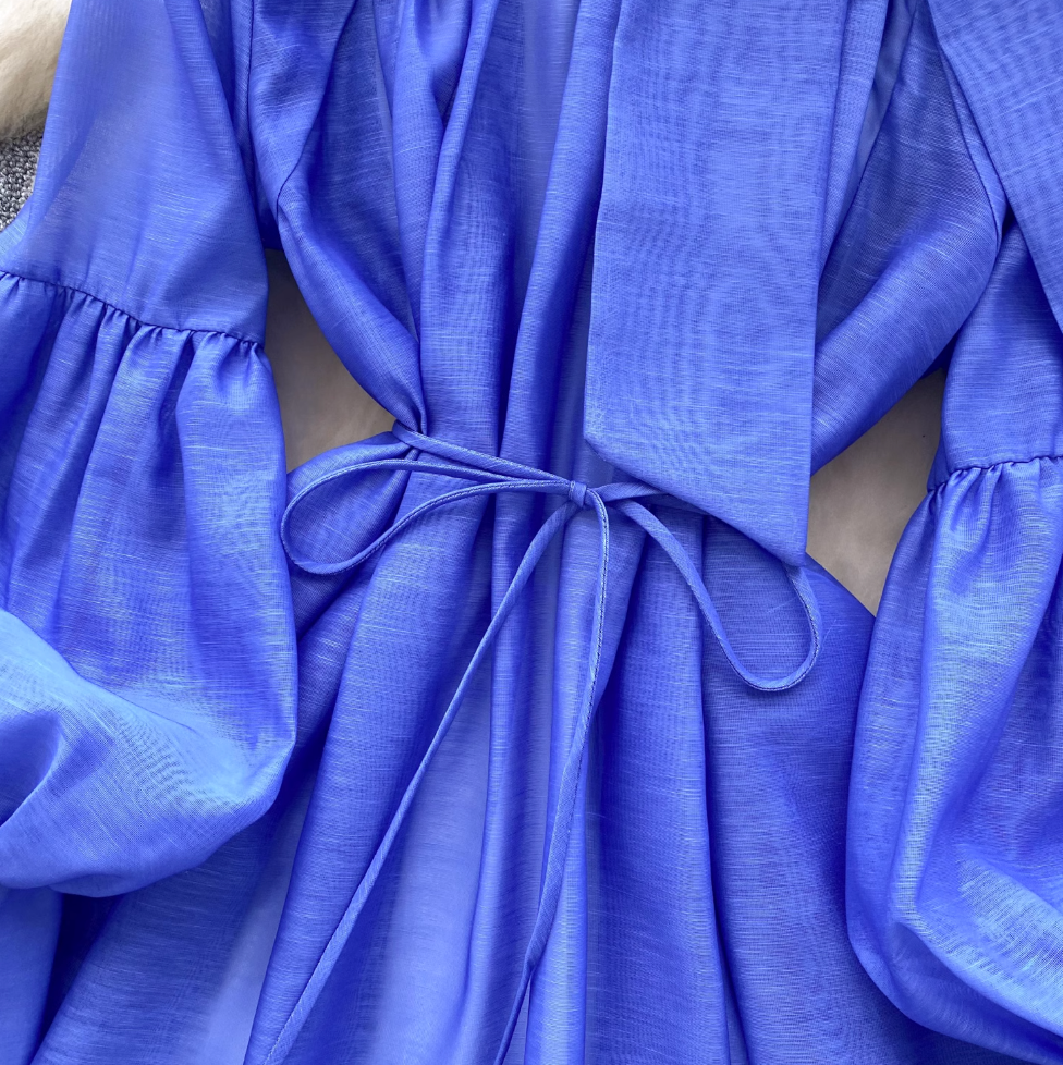 Vintage Flared Sleeve Chiffon Dress