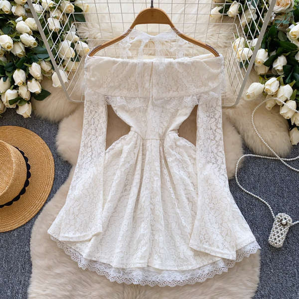 Niche Embroidery Lace Off-shoulder Dress