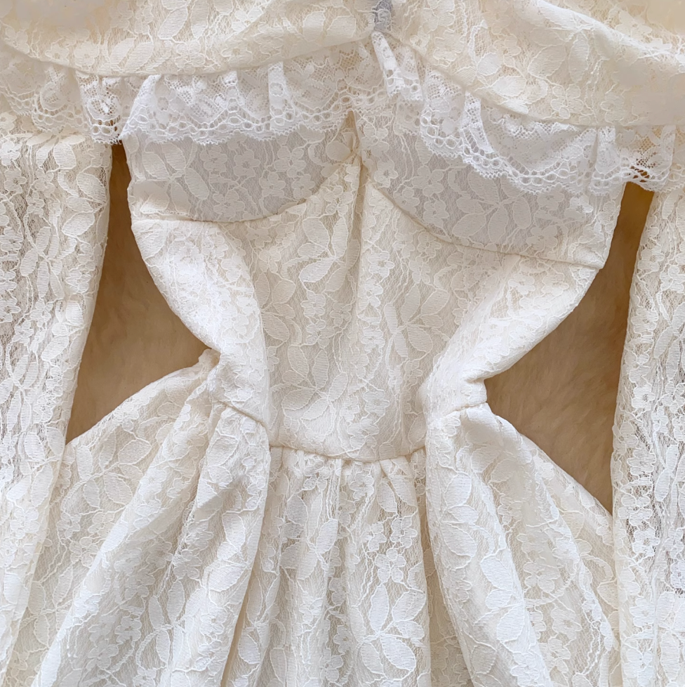 Niche Embroidery Lace Off-shoulder Dress