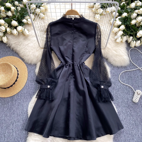Vintage Beaded Embroidered Black Dress