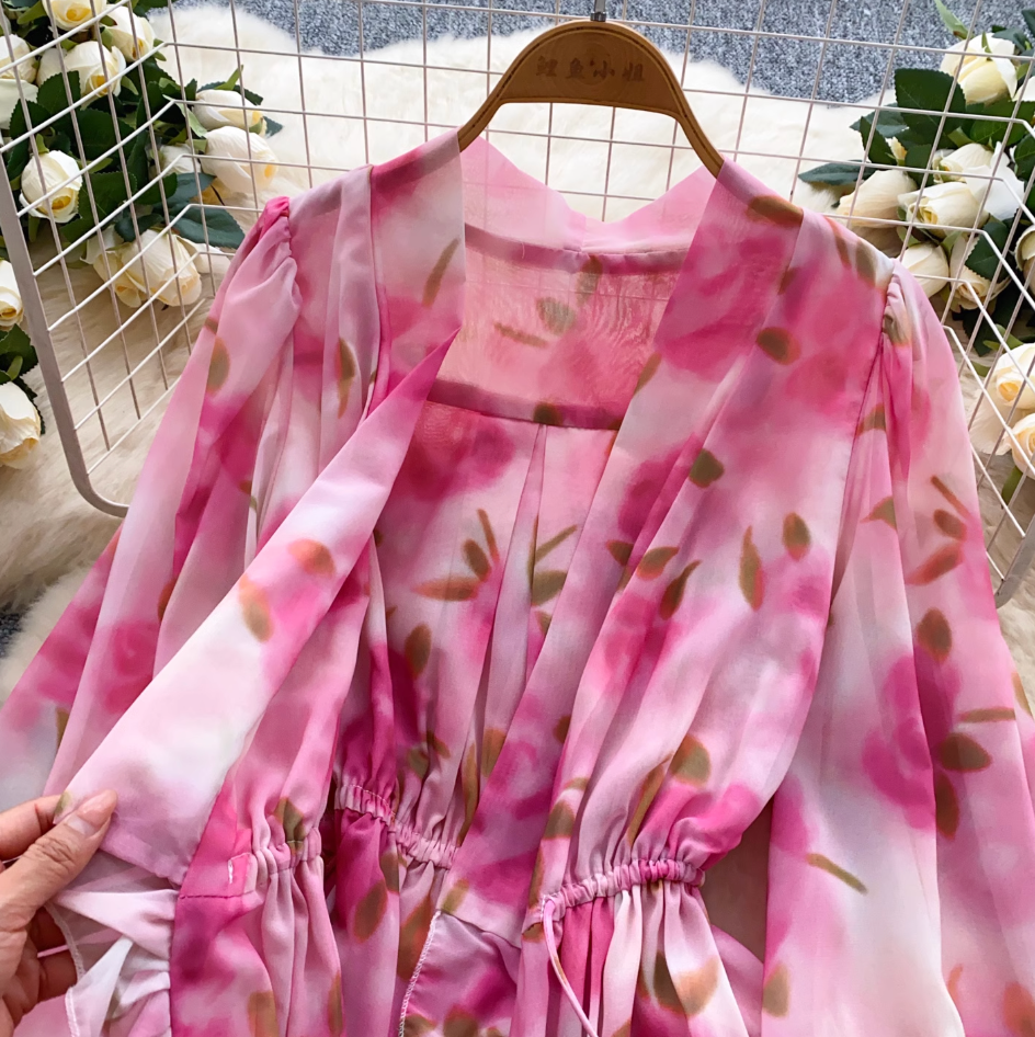 French Style Ruffled Floral Dress