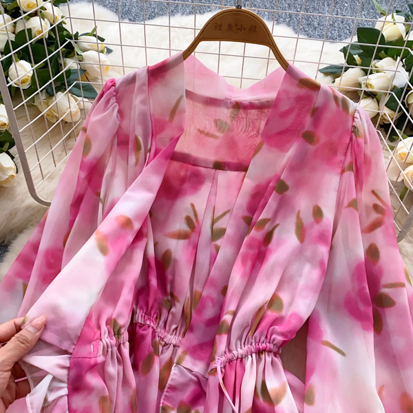 French Style Ruffled Floral Dress
