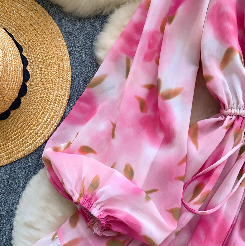 French Style Ruffled Floral Dress