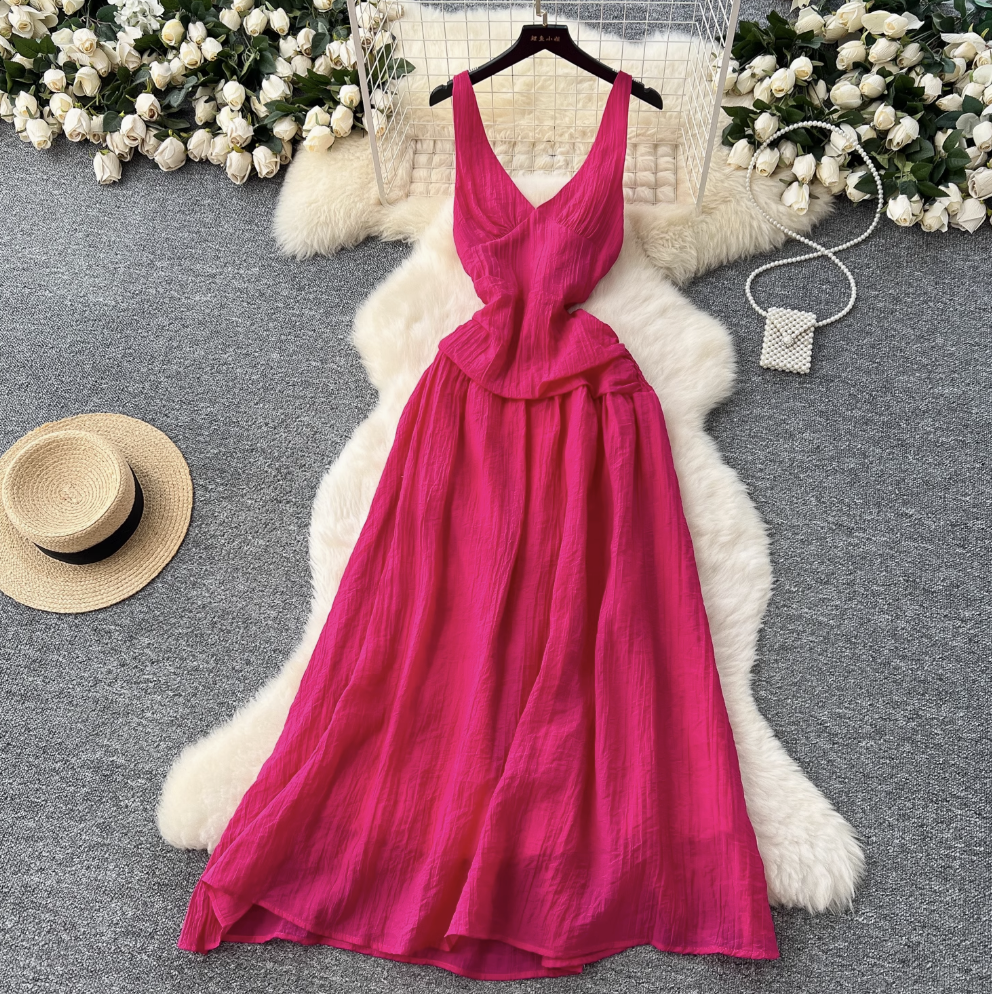V-neck Backless Slim Slip Dress