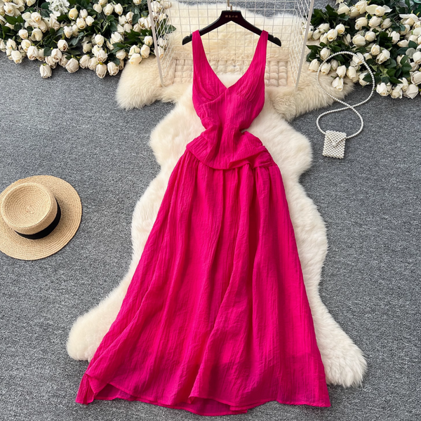 V-neck Backless Slim Slip Dress
