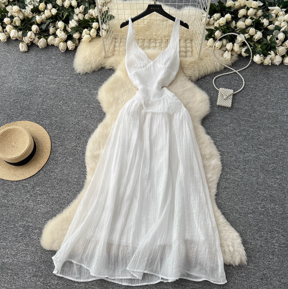V-neck Backless Slim Slip Dress