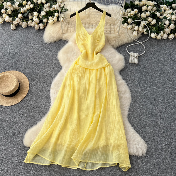 V-neck Backless Slim Slip Dress