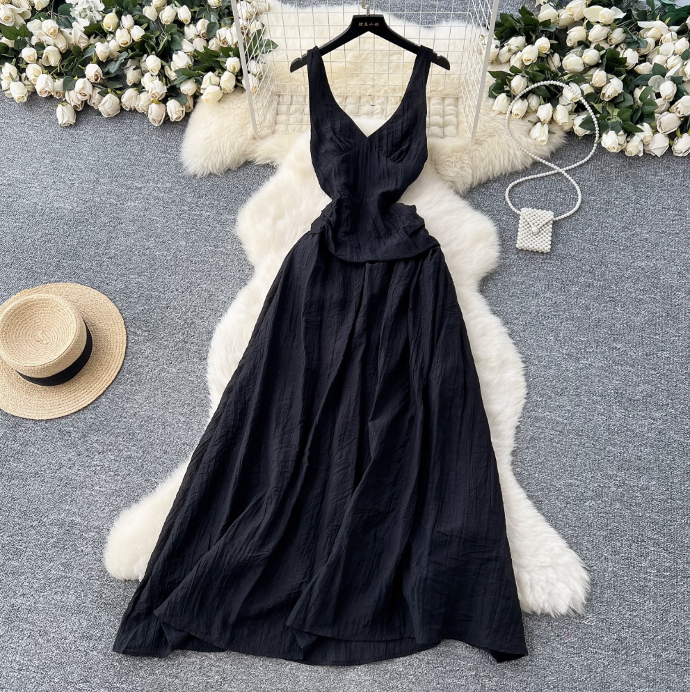 V-neck Backless Slim Slip Dress