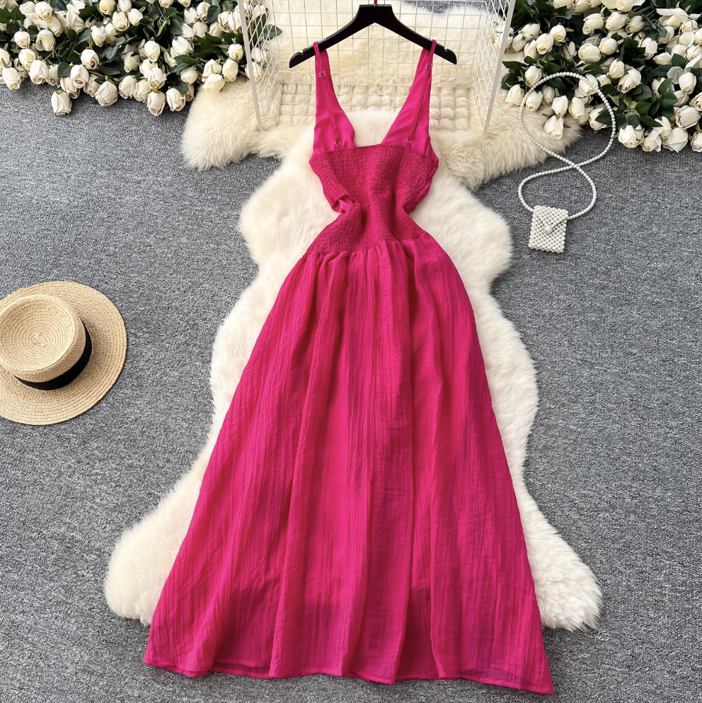 V-neck Backless Slim Slip Dress